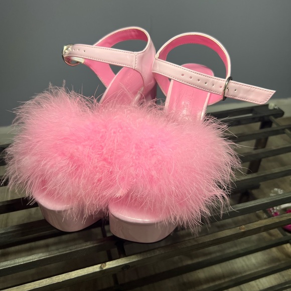 Sugar Thrillz BLUSHIN' N' CRUSHIN' MARABOU HEELS - Picture 2 of 4